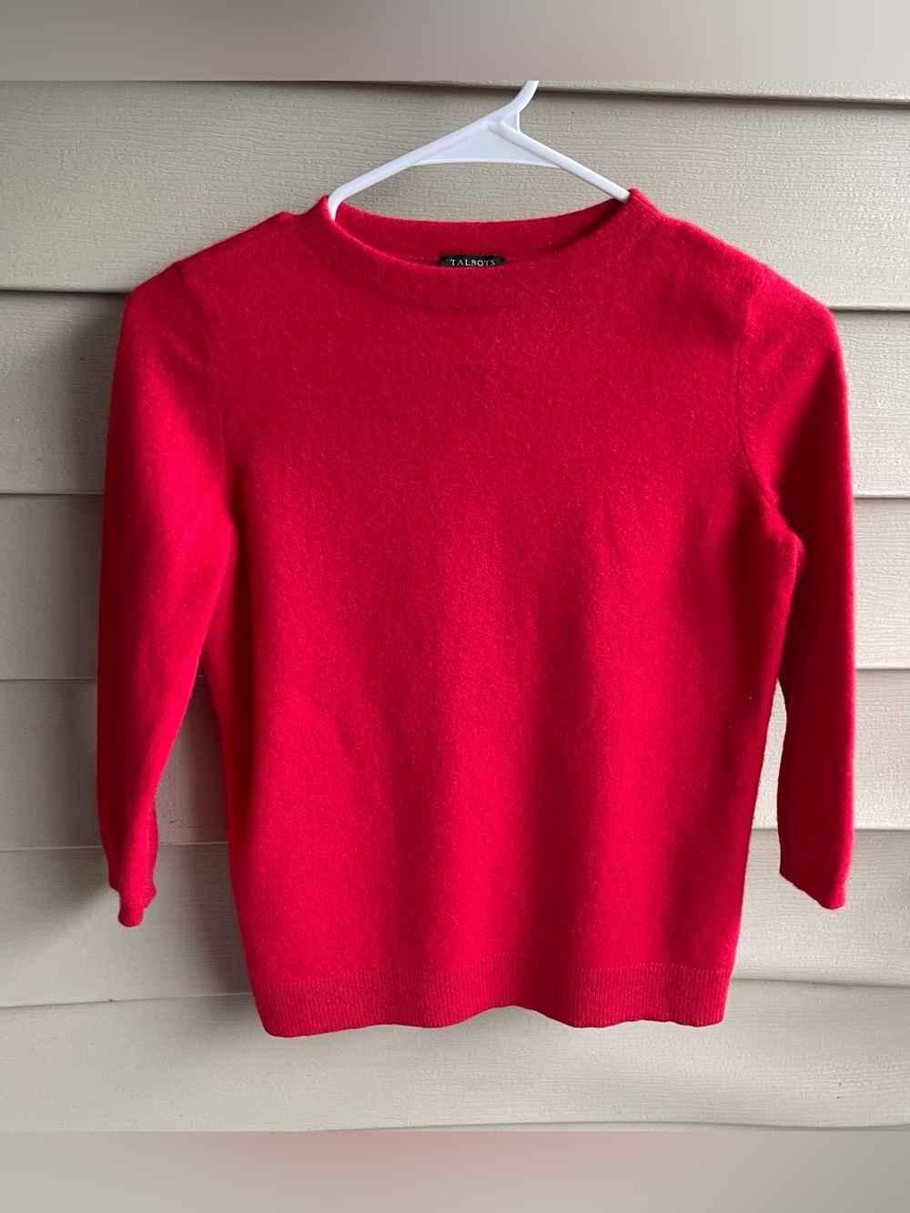Talbots Pure Cashmere 3/4 Sleeve Sweater Size Mp Red Holiday Quite Luxury Money